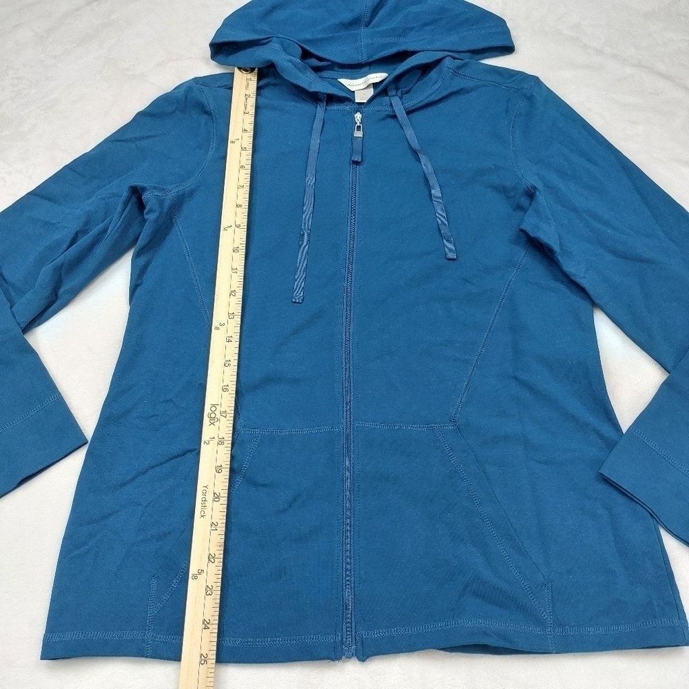 CHRISTOPHER & BANKS WOMEN'S BLUE ZIP FRONT LONG SLEEVE ACTIVE WEAR HOODIE SIZE S - Picture 7 of 7